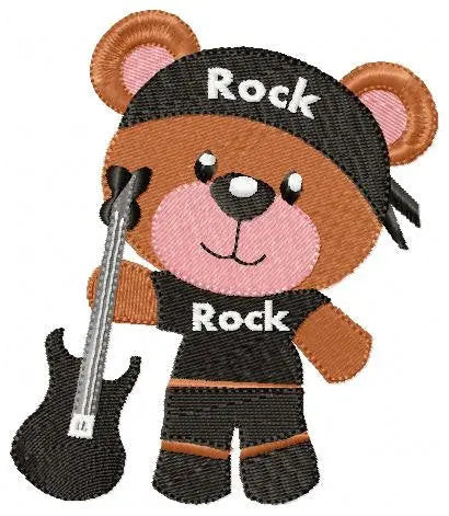 Rock Bear embroidery designs - Rock embroidery design machine embroidery pattern - bear design - Teddy embroidery guitar rock band design Marcia Embroidery