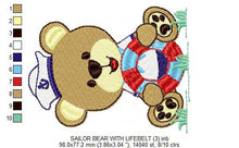 Cargar imagen en el visor de la galería, Bear embroidery designs - Teddy embroidery design machine embroidery pattern - Sailor bear embroidery file - Nautical boat instant download
