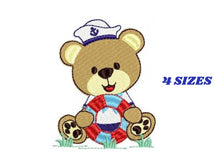 Cargar imagen en el visor de la galería, Bear embroidery designs - Teddy embroidery design machine embroidery pattern - Sailor bear embroidery file - Nautical boat instant download
