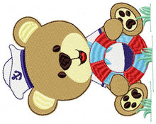 Cargar imagen en el visor de la galería, Bear embroidery designs - Teddy embroidery design machine embroidery pattern - Sailor bear embroidery file - Nautical boat instant download
