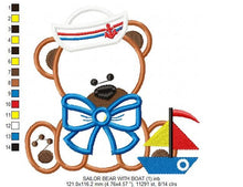 Carica l&#39;immagine nel visualizzatore di Gallery, Bear embroidery designs - Teddy embroidery design machine embroidery pattern - Sailor bear embroidery - Bear applique design nautical file
