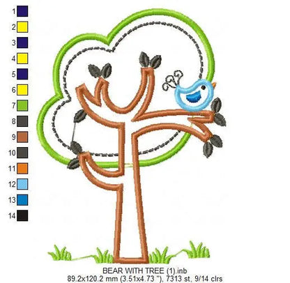 Bear embroidery designs - Teddy embroidery design machine embroidery pattern - male bear embroidery - bear applique design Tree embroidery Marcia Embroidery