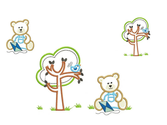 Bear embroidery designs - Teddy embroidery design machine embroidery pattern - male bear embroidery - bear applique design Tree embroidery Marcia Embroidery