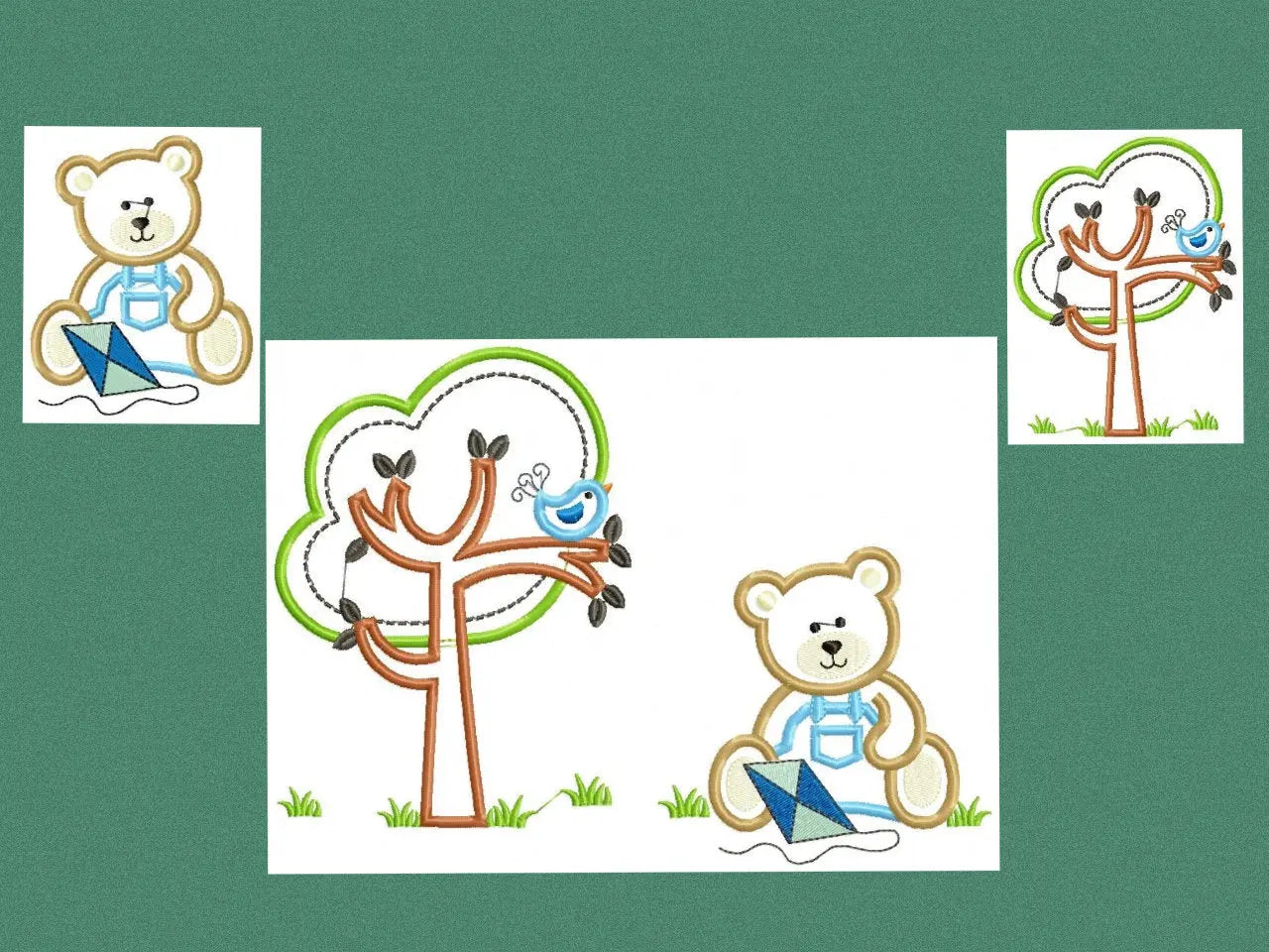 Bear embroidery designs - Teddy embroidery design machine embroidery pattern - male bear embroidery - bear applique design Tree embroidery Marcia Embroidery