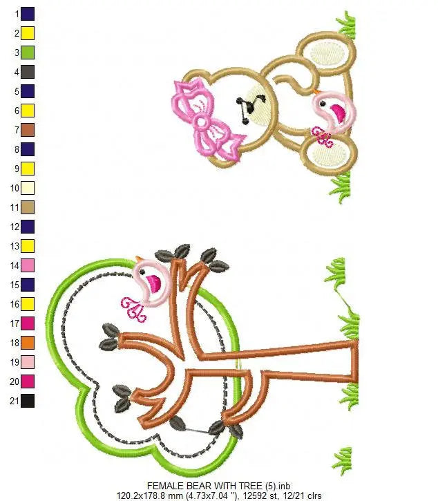 Female Bear embroidery designs - Teddy embroidery design machine embroidery pattern - baby embroidery Bear applique design - newborn layette Marcia Embroidery