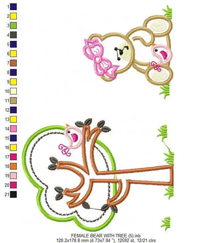 Female Bear embroidery designs - Teddy embroidery design machine embroidery pattern - baby embroidery Bear applique design - newborn layette Marcia Embroidery