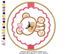 Charger l&#39;image dans la galerie, Female Teddy Bear embroidery designs - Tag Bear with Frame embroidery design machine embroidery pattern - Bear applique - instant download
