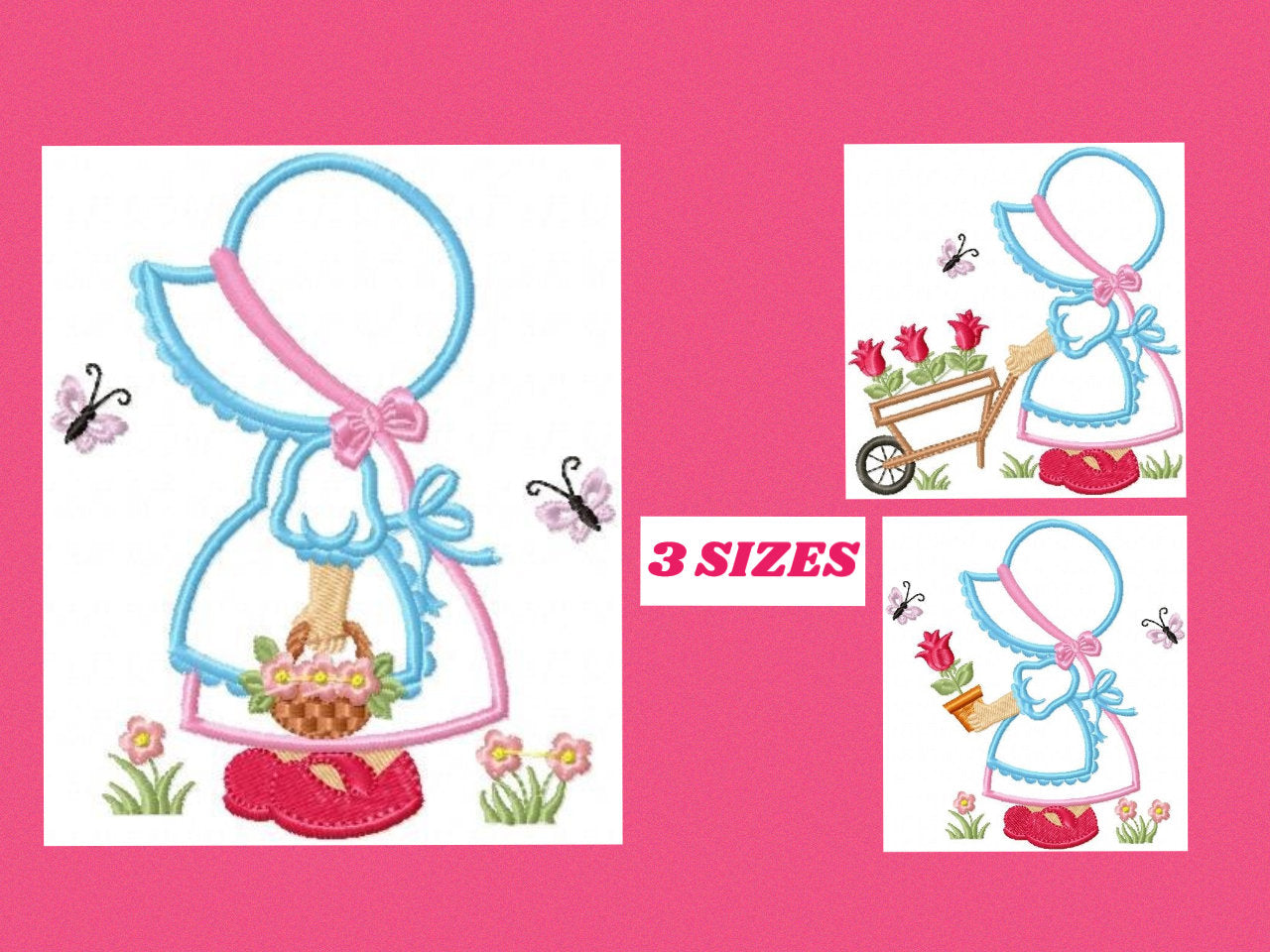 Sunbonnet embroidery designs - Sunbonnet Sue embroidery design machine embroidery pattern - sunbonnet applique design - Kitchen embroidery