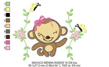 Monkey embroidery designs - Safari embroidery design machine embroidery pattern - Animal embroidery file - instant download newborn nursery Marcia Embroidery
