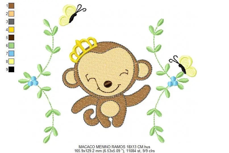 Monkey embroidery designs - Safari embroidery design machine embroidery pattern - Animal embroidery file - instant download newborn nursery Marcia Embroidery
