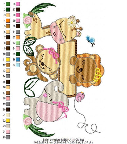 Safari embroidery designs - Animals embroidery design machine embroidery pattern - Giraffe embroidery file - monkey embroidery lion elephant