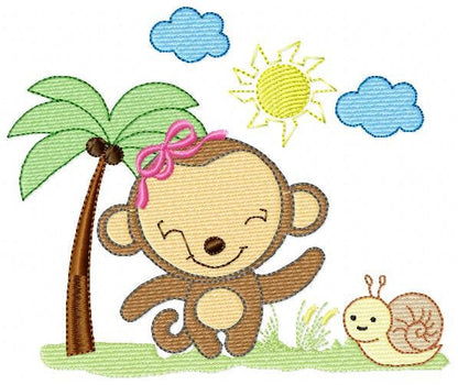 Safari embroidery designs - Monkey embroidery design machine embroidery pattern - Animal embroidery file - animals embroidery forest animals