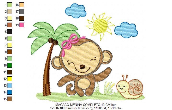 Safari embroidery designs - Monkey embroidery design machine embroidery pattern - Animal embroidery file - animals embroidery forest animals