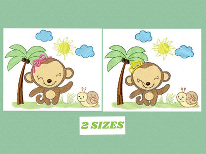Safari embroidery designs - Monkey embroidery design machine embroidery pattern - Animal embroidery file - animals embroidery forest animals