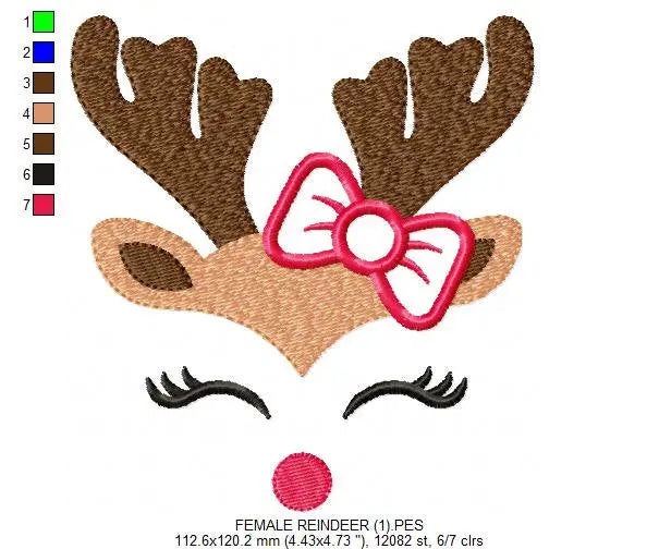 Christmas Rudolf Reindeer Embroidery Design - Xmas embroidery designs machine embroidery pattern - Holiday embroidery file instant download Marcia Embroidery
