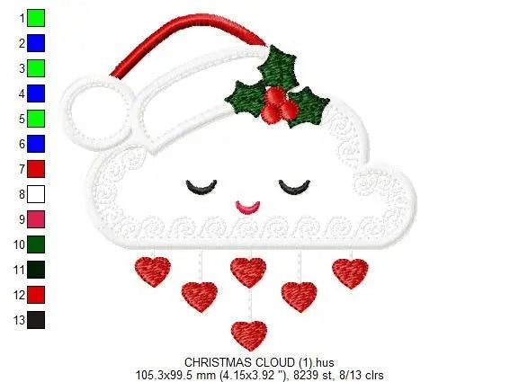 Xmas embroidery designs - Cloud embroidery design machine embroidery pattern - Christmas embroidery file - instant download Christmas design Marcia Embroidery