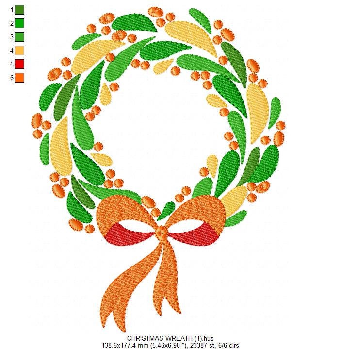 Xmas Wreath embroidery designs - Holly Wreath embroidery design machine embroidery pattern - Christmas Wreath embroidery file download
