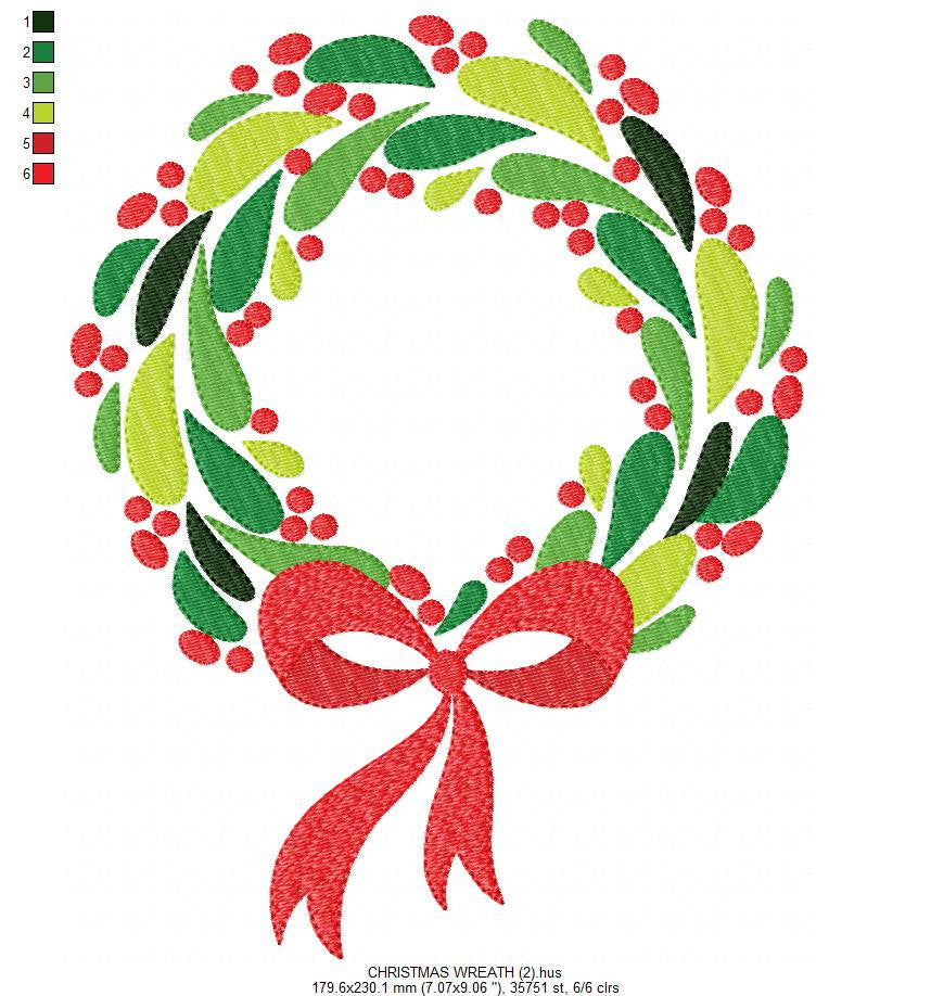 Xmas Wreath embroidery designs - Holly Wreath embroidery design machine embroidery pattern - Christmas Wreath embroidery file download