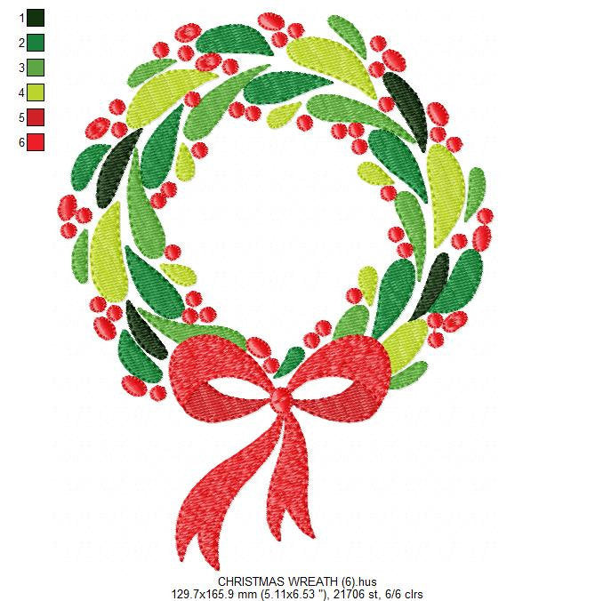 Xmas Wreath embroidery designs - Holly Wreath embroidery design machine embroidery pattern - Christmas Wreath embroidery file download
