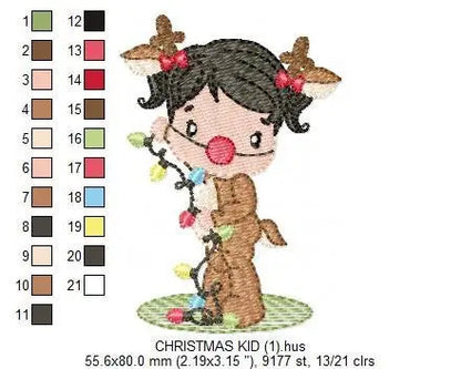 Xmas Girl Elf embroidery designs -  Reindeer Santa Claus Helper embroidery design machine embroidery pattern - instant digital download pes Marcia Embroidery