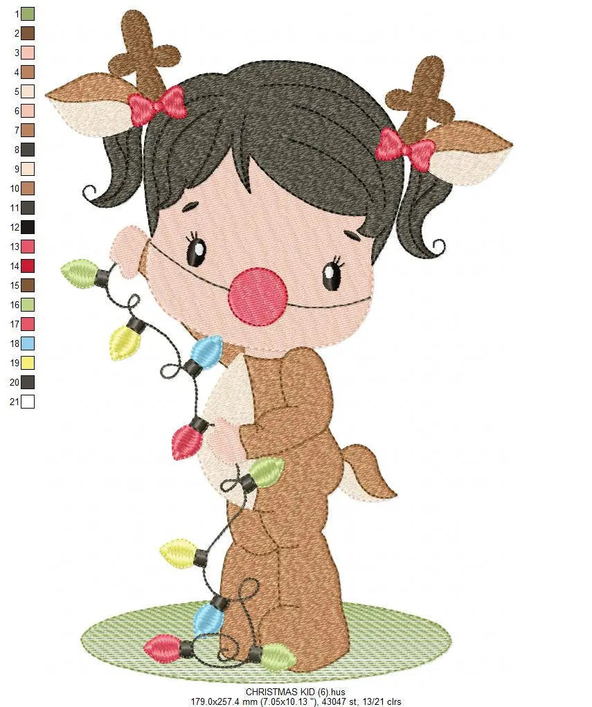 Xmas Girl Elf embroidery designs -  Reindeer Santa Claus Helper embroidery design machine embroidery pattern - instant digital download pes Marcia Embroidery