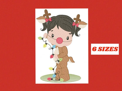 Xmas Girl Elf embroidery designs -  Reindeer Santa Claus Helper embroidery design machine embroidery pattern - instant digital download pes Marcia Embroidery
