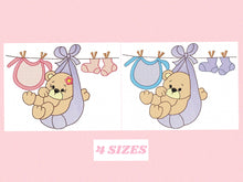 Load image into Gallery viewer, Baby Bear embroidery designs - Teddy embroidery design machine embroidery pattern - baby girl embroidery file - boy embroidery Bear applique
