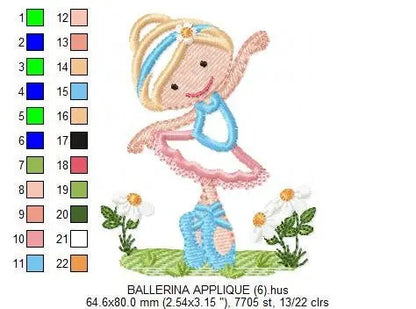 Ballerina embroidery designs - Ballet dancer embroidery design machine embroidery pattern - Ballerina applique design - instant download pes Marcia Embroidery