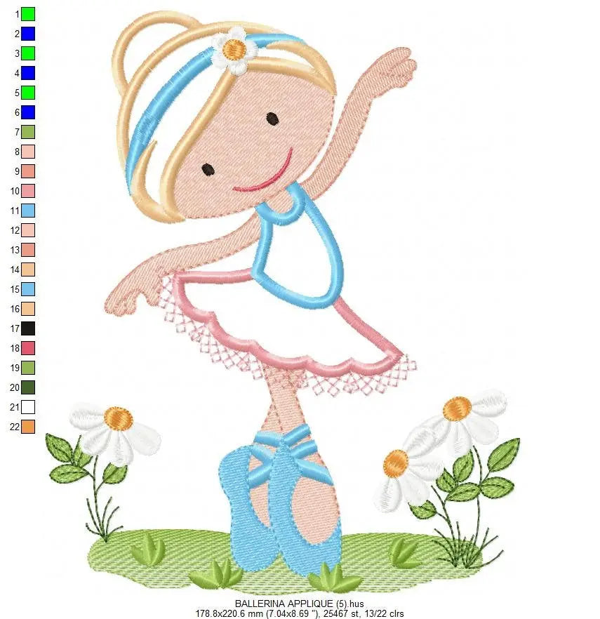 Ballerina embroidery designs - Ballet dancer embroidery design machine embroidery pattern - Ballerina applique design - instant download pes Marcia Embroidery
