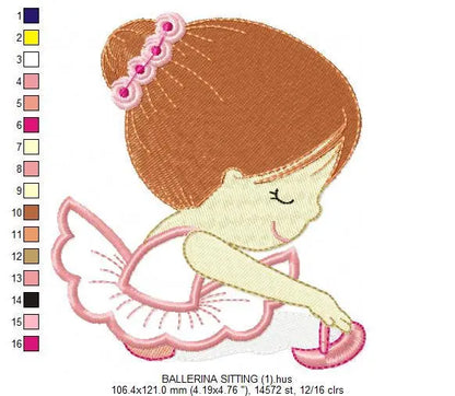 Ballerina embroidery designs - Ballet dancer embroidery design machine embroidery pattern - Girl tutu flowers - Instant download pes jef dst Marcia Embroidery