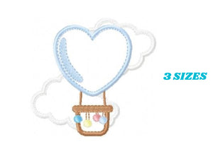 Balloon embroidery designs - Hot air balloon embroidery design machine embroidery pattern - Sky embroidery file - Heart embroidery applique