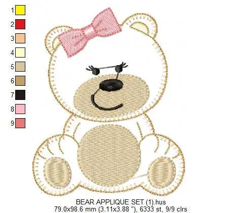Bear embroidery designs - Teddy embroidery design machine embroidery pattern - boy embroidery file - baby girl embroidery Cute bear applique Marcia Embroidery