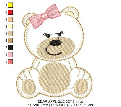 Bear embroidery designs - Teddy embroidery design machine embroidery pattern - boy embroidery file - baby girl embroidery Cute bear applique Marcia Embroidery