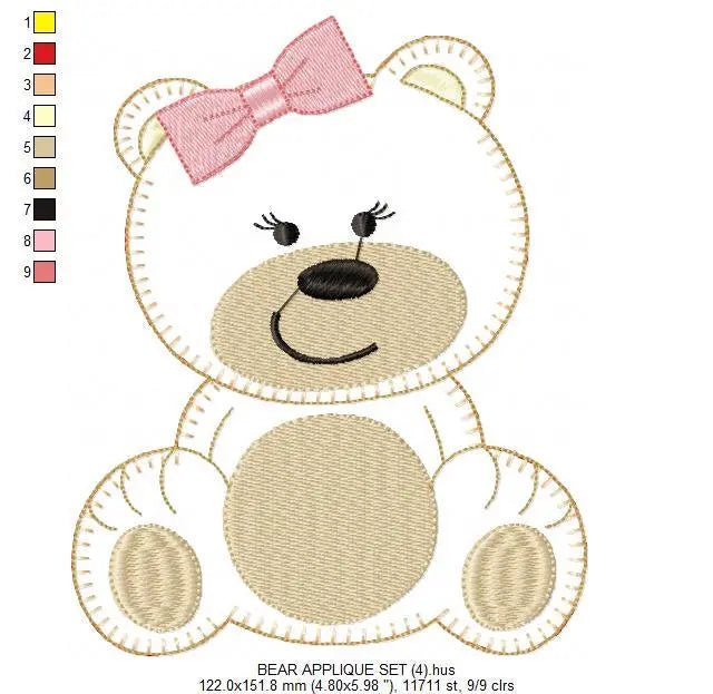 Bear embroidery designs - Teddy embroidery design machine embroidery pattern - boy embroidery file - baby girl embroidery Cute bear applique Marcia Embroidery