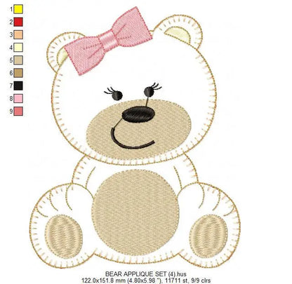 Bear embroidery designs - Teddy embroidery design machine embroidery pattern - boy embroidery file - baby girl embroidery Cute bear applique Marcia Embroidery