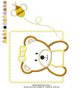 Bear embroidery designs - Teddy embroidery design machine embroidery pattern - Frame bear embroidery bear applique design - instant download