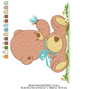 Bear embroidery designs - Baby boy embroidery design machine embroidery pattern - cute teddy bear embroidery file - instant download pes jef