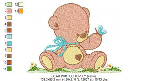 Bear embroidery designs - Baby boy embroidery design machine embroidery pattern - cute teddy bear embroidery file - instant download pes jef