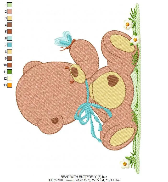 Bear embroidery designs - Baby boy embroidery design machine embroidery pattern - cute teddy bear embroidery file - instant download pes jef Marcia Embroidery
