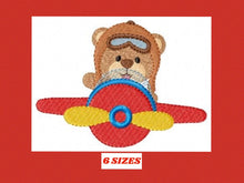 Charger l&#39;image dans la galerie, Bear embroidery designs - Plane embroidery design machine embroidery pattern - Teddy bear embroidery - Pilot bear design boy embroidery file
