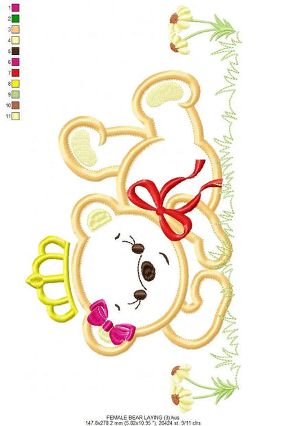 Bear embroidery designs - Teddy embroidery design machine embroidery pattern - King bear applique design - baby embroidery file download Marcia Embroidery