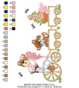 Bear embroidery designs - Baby Girl embroidery design machine embroidery pattern - Angel bear embroidery file - Bear applique design