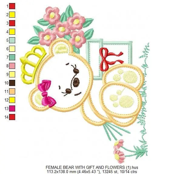 Bear embroidery designs - Baby Boy embroidery design machine embroidery pattern - Female bear embroidery file - Bear applique design digital Marcia Embroidery