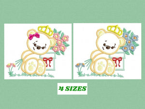 Bear embroidery designs - Baby Boy embroidery design machine embroidery pattern - Female bear embroidery file - Bear applique design digital