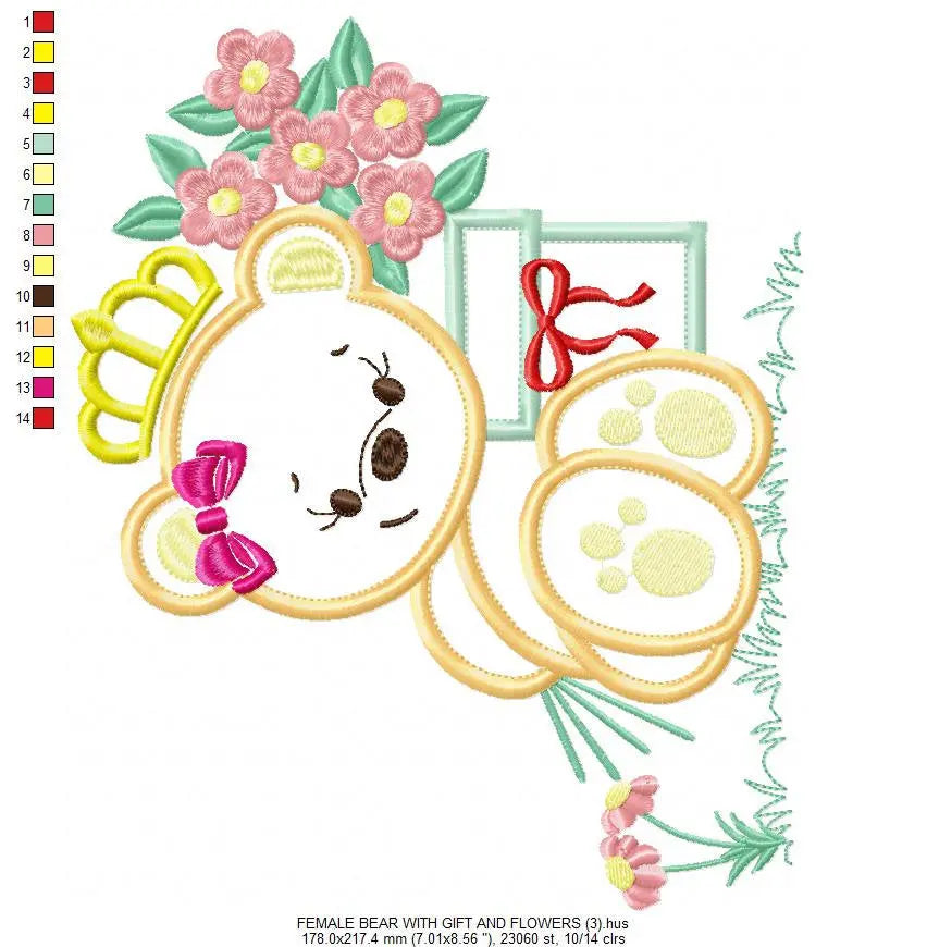 Bear embroidery designs - Baby Boy embroidery design machine embroidery pattern - Female bear embroidery file - Bear applique design digital Marcia Embroidery