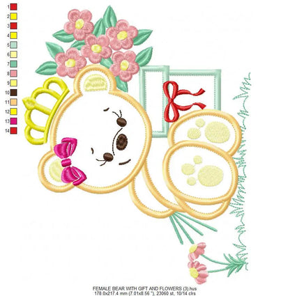 Bear embroidery designs - Baby Boy embroidery design machine embroidery pattern - Female bear embroidery file - Bear applique design digital Marcia Embroidery