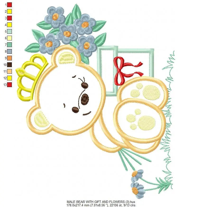 Bear embroidery designs - Baby Boy embroidery design machine embroidery pattern - Female bear embroidery file - Bear applique design digital Marcia Embroidery