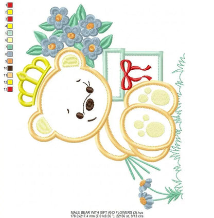 Bear embroidery designs - Baby Boy embroidery design machine embroidery pattern - Female bear embroidery file - Bear applique design digital Marcia Embroidery