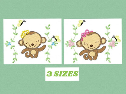 Monkey embroidery designs - Safari embroidery design machine embroidery pattern - Animal embroidery file - instant download newborn nursery Marcia Embroidery