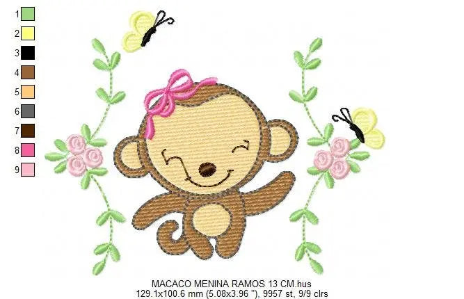 Monkey embroidery designs - Safari embroidery design machine embroidery pattern - Animal embroidery file - instant download newborn nursery Marcia Embroidery